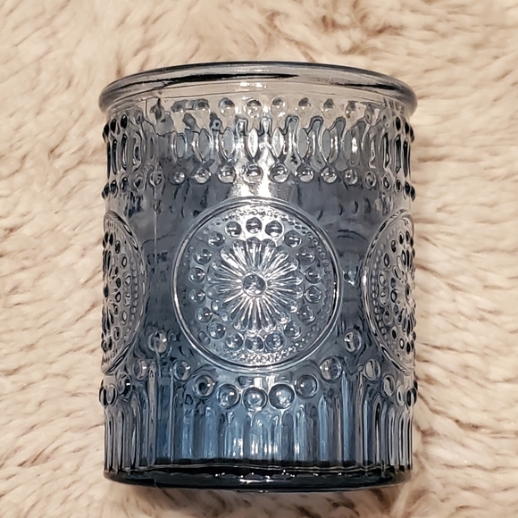 Diamond Lattice Glass Candle Holders Elegant Tealight Cups Baby Blue Cottagecore - Picture 5 of 11